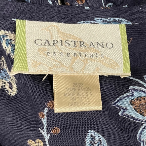 Capistrano Essentials V-neck Button-up Blue Floral Print Size 26/28 - Picture 8 of 9